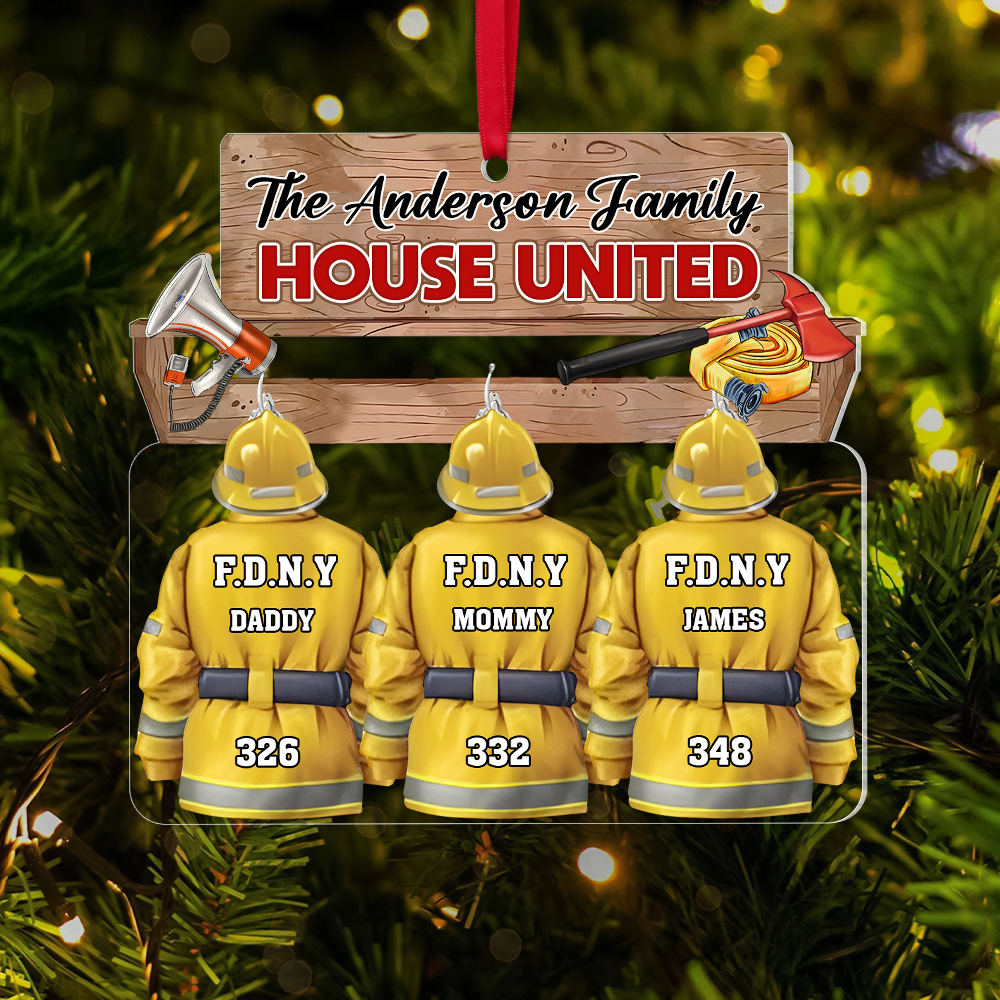 Personalized Gift For Firefighter Family Christmas Acrylic Ornament