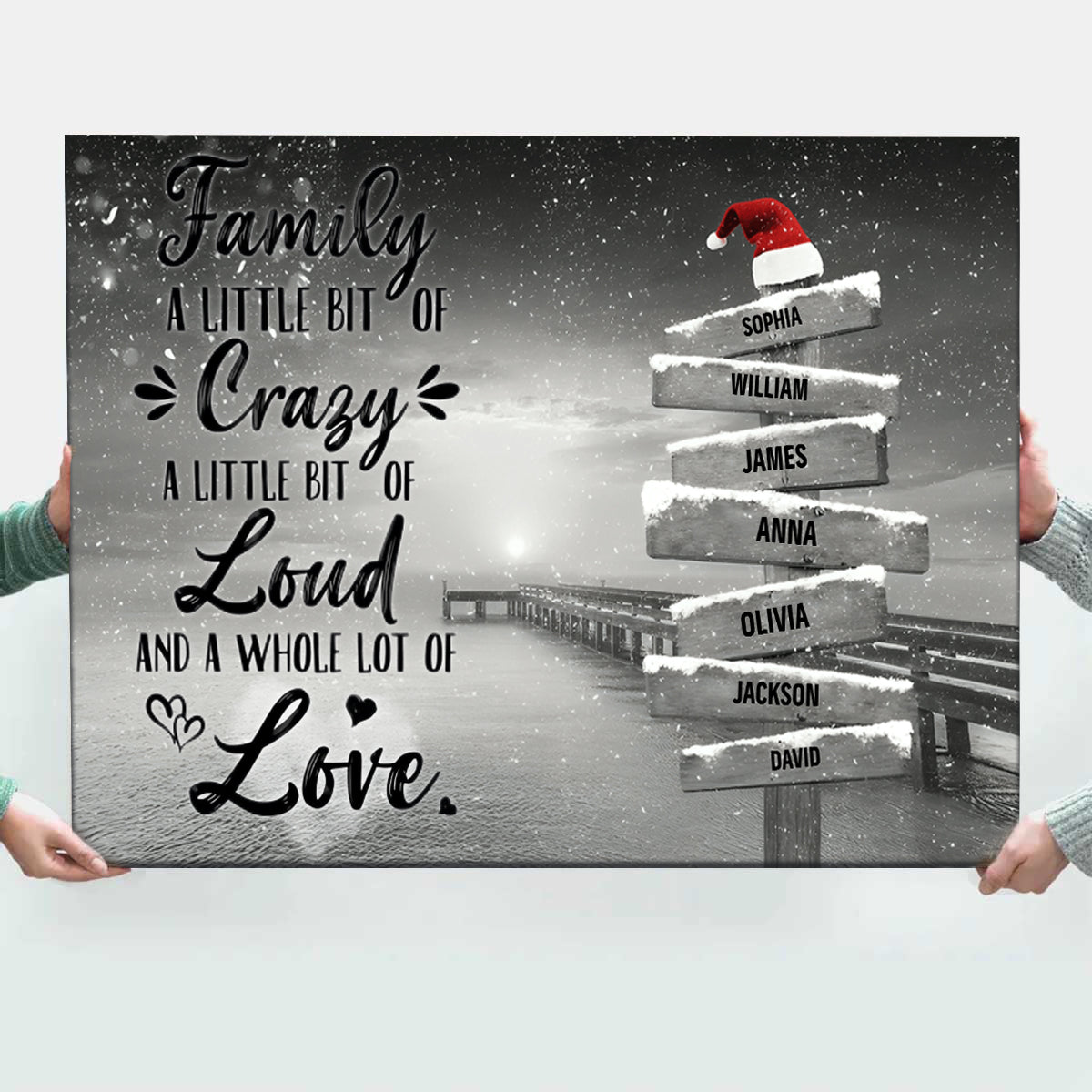 Family A Little Bit Of Crazy Personalized Family Christmas Poster