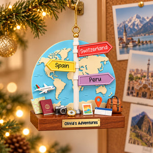 Personalized Travel Destination Map Ornament