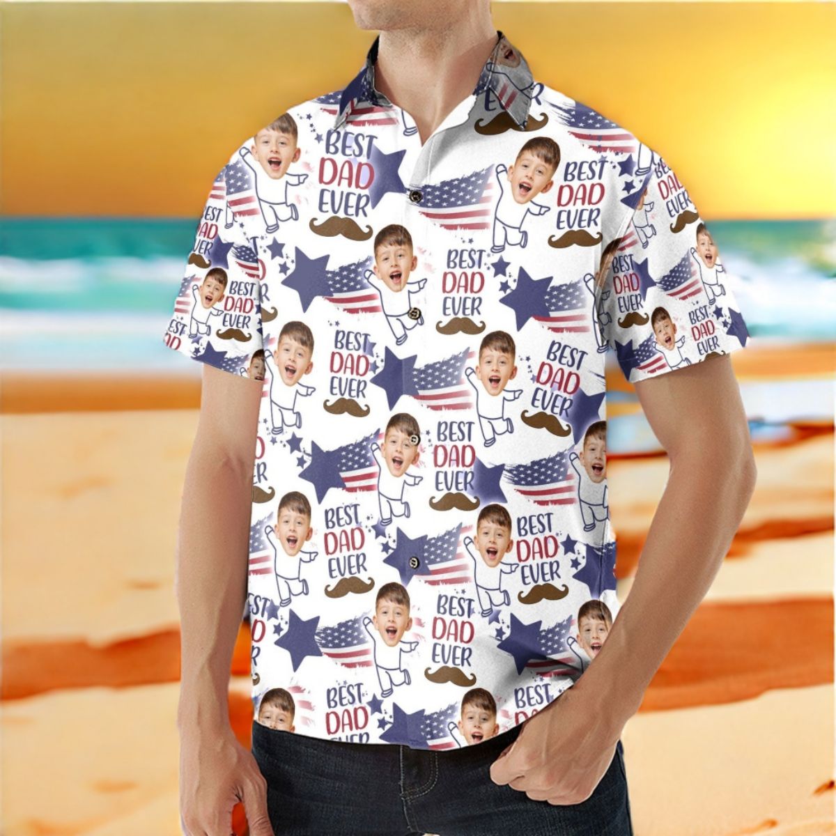 Best Dad Ever - Personalized Photo Hawaiian Shirt