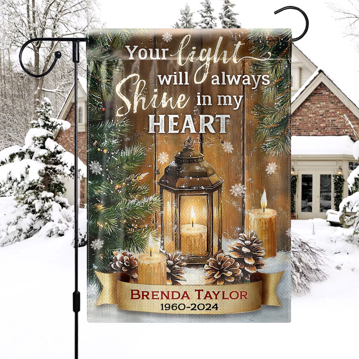 Your Light Will Always Shine - Personalized Memorial Garden Flag