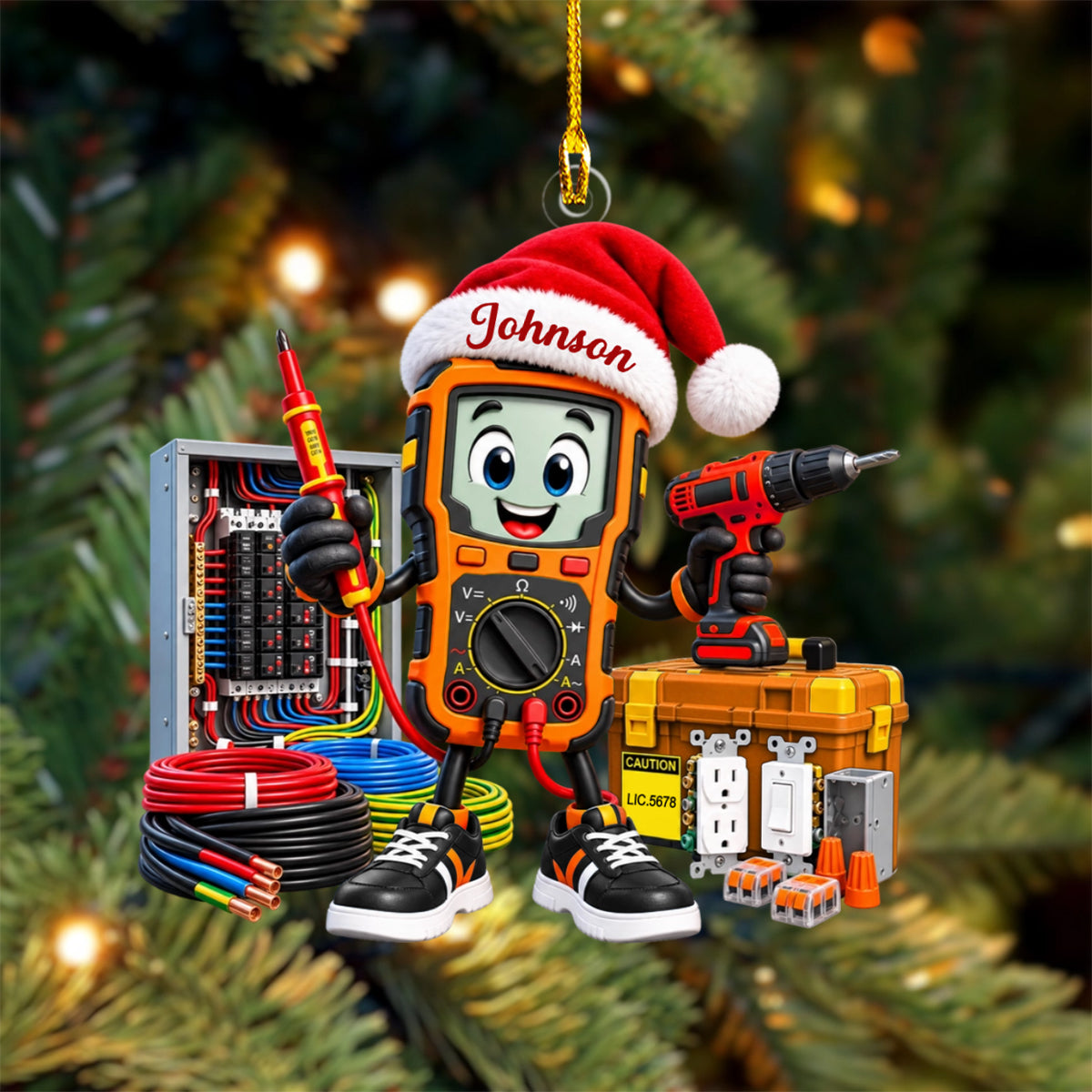 Personalized Electrician Christmas Ornament – Custom Name Keepsake | Gift for Electricians & Electrical Apprentices