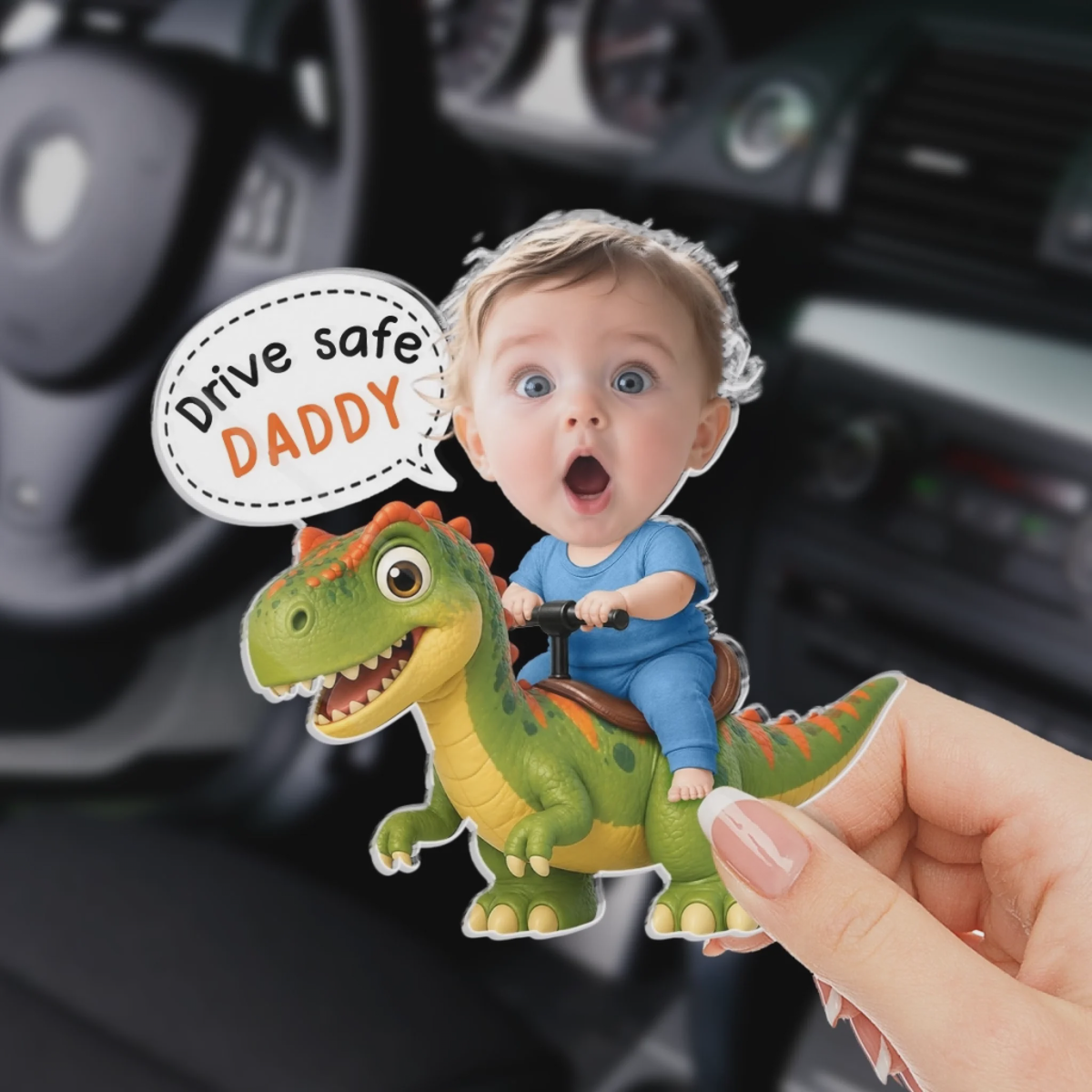 Custom Photo Acrylic Car Visor Clip - Personalized Father's Day Gifts For Dad, Grandpa - Drive Safe Super Dad