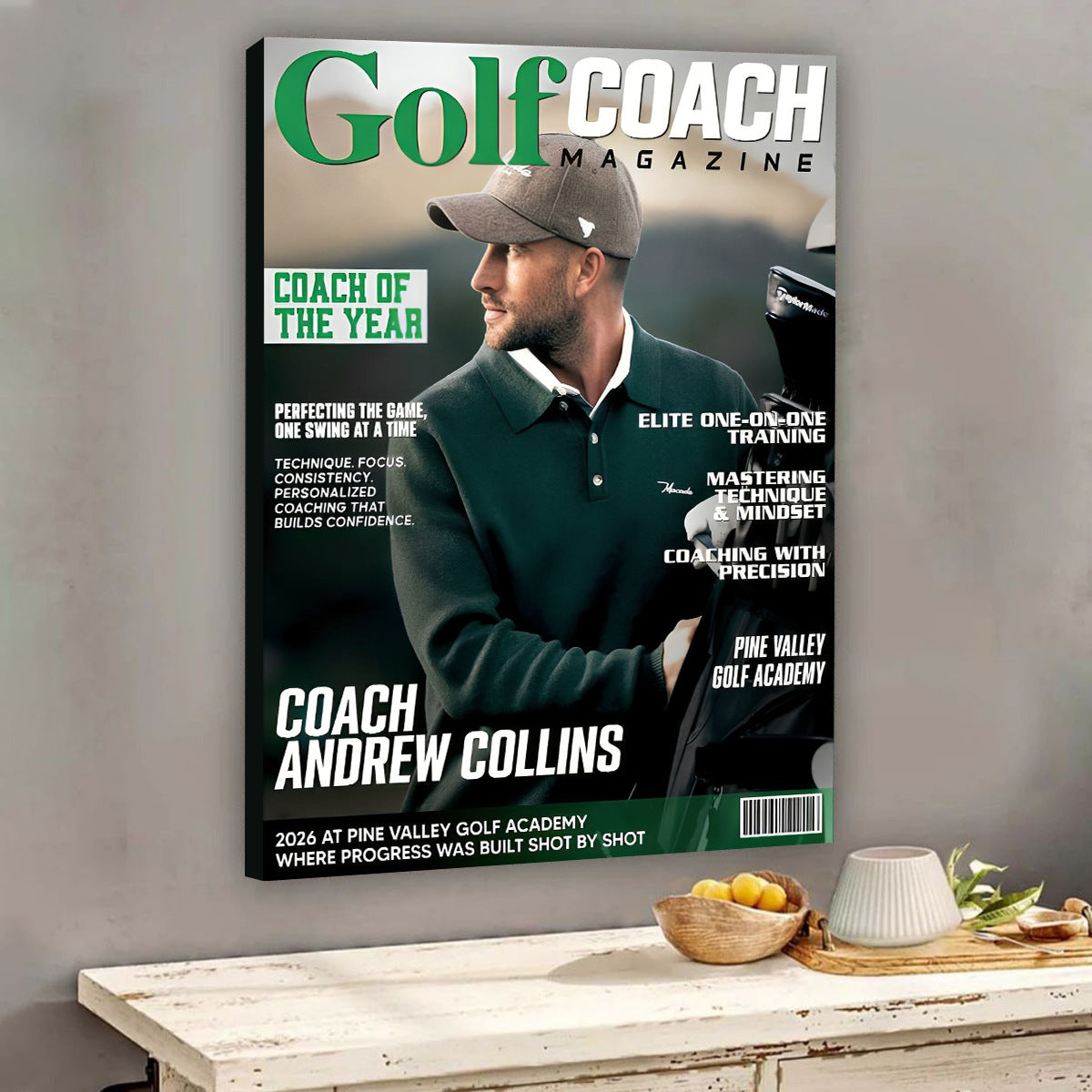 Golf Coach Magazine Cover, Thank You Coach Gift, Personalized Golf Coach Canvas, Golf Lover Gift, Golf Coach Gifts