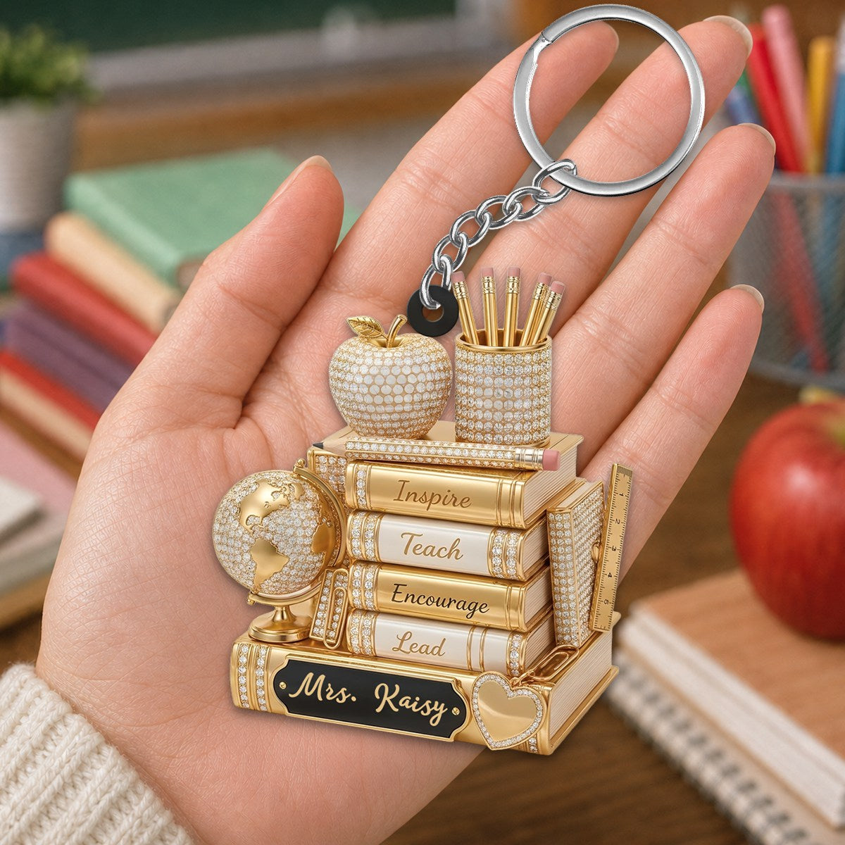 Teachers Change Lives Personalized Keychain Custom Name Educator Gift Back to School Gift