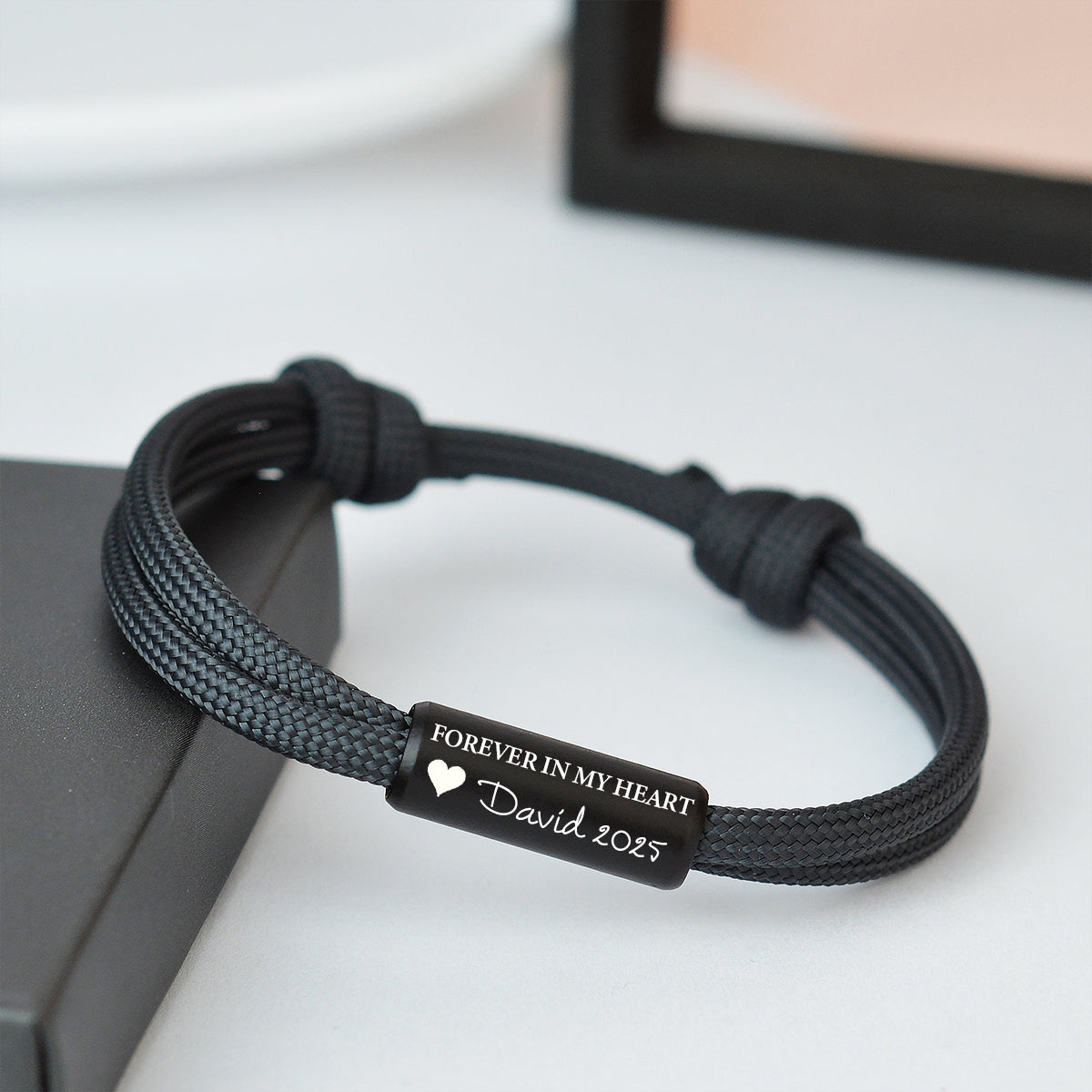 Custom In Loving Memory Bracelet "I Will Carry You With Me" Personalized Engraved Memorial Bracelet