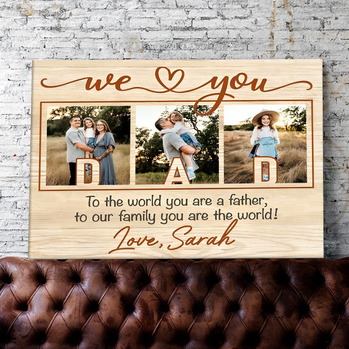 Dad We Love You Personalized Photo Canvas Poster, Father's Day Gift