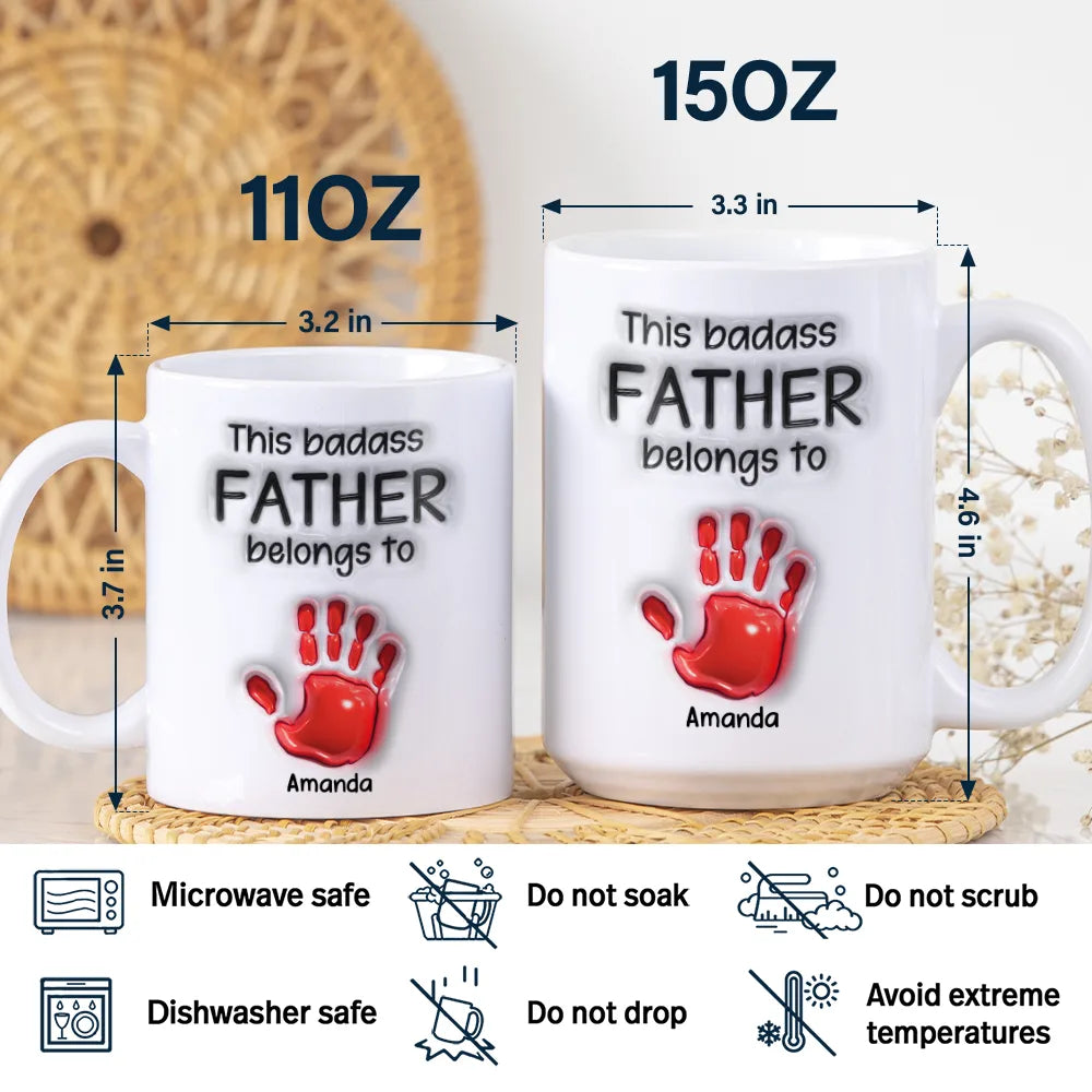 This Awesome Dad Grandpa Belongs To - Personalized Handprint Mug Gift For Father, Grandfather