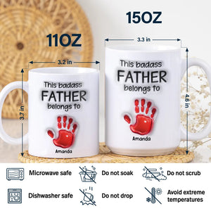 This Awesome Dad Grandpa Belongs To - Personalized Handprint Mug Gift For Father, Grandfather