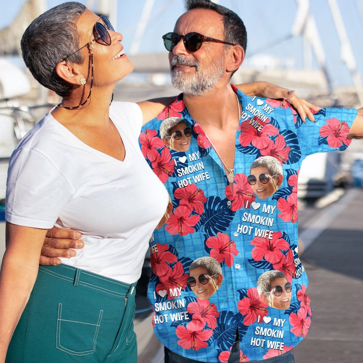 Personalized Hawaiian Shirt for Him - 'My Wife is the Hottest' Custom Print