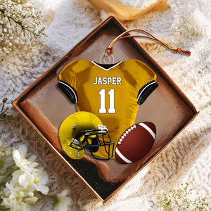 Personalized Name American Football Uniform Ornament, Football Helmet And Ball, Custom Name Ornament