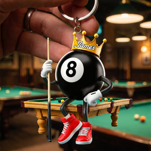 Personalized Billiards Acrylic Keychain – Custom Name Gift For Pool Players
