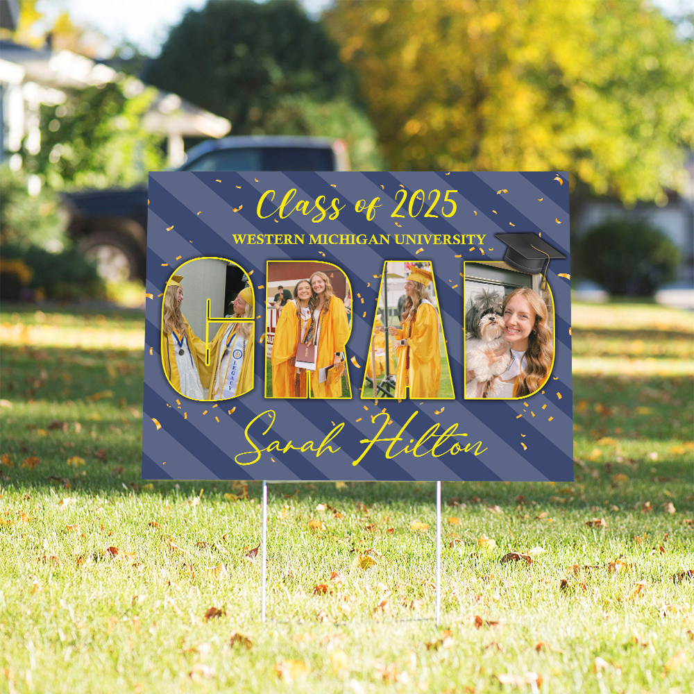 Personalized Custom Photo On Graduation Yard Sign