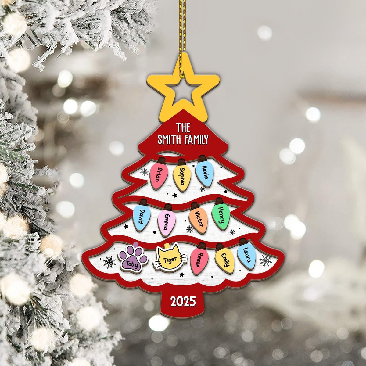 Family Tree Gift For Large Family With Pets - Personalized Acrylic Ornament