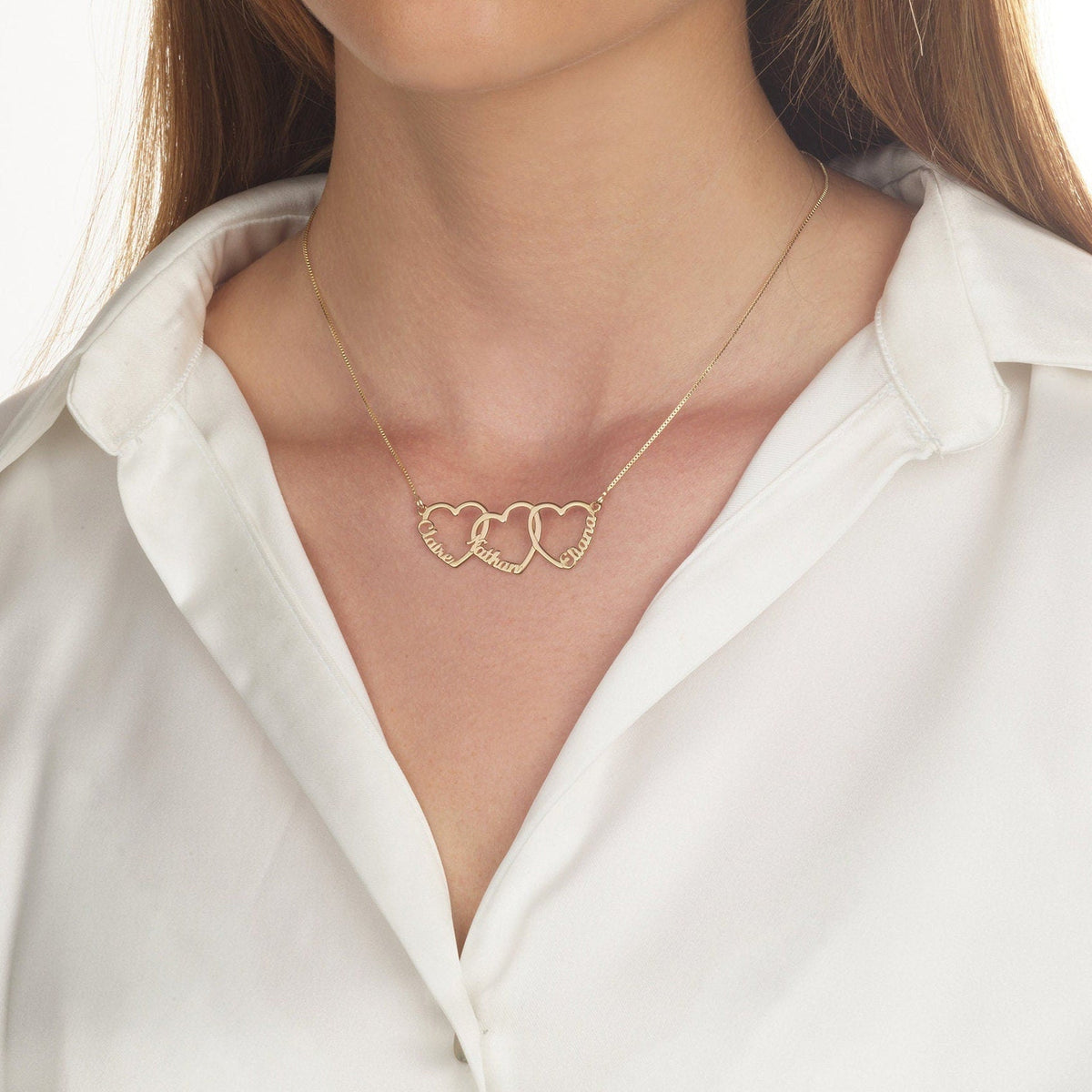 Personalized Multiple Heart Necklace Gift for Mom With Kids Names