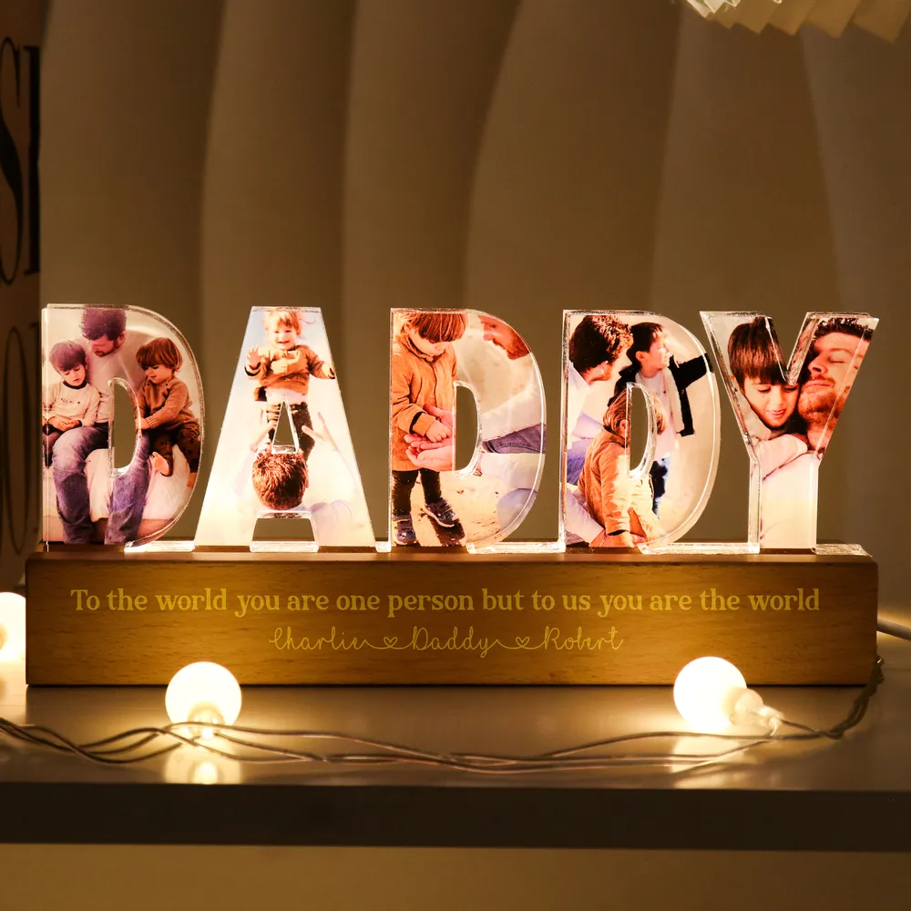 Daddy To Us You Are The World Photo Collage - Personalized LED Night Light