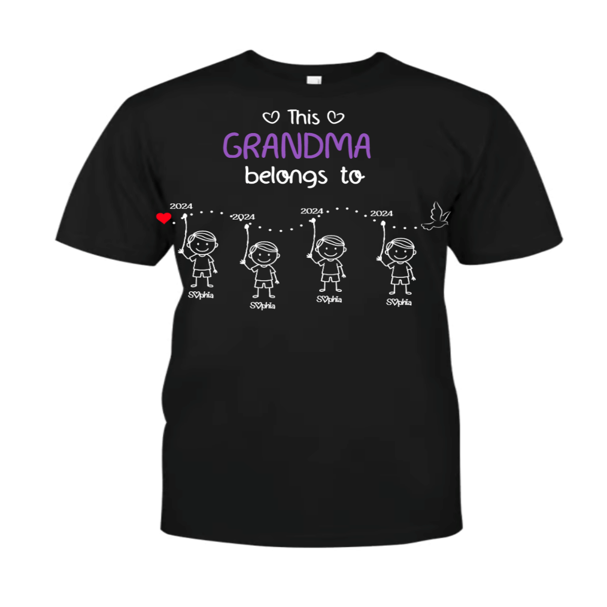 Personalized Grandma With Kids Names & Birth Years, Custom Family Timeline T-Shirt Gift