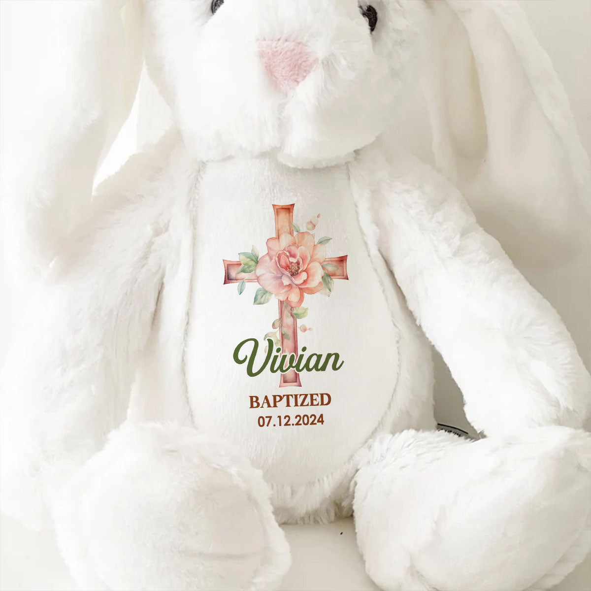 Kid Christening Day - Personalized Easter Bunny Plush Gift For Family