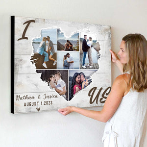 Personalized Couple Heart Shaped Photo Collage Poster,Wedding Anniversary Valentines Gift For Her Him