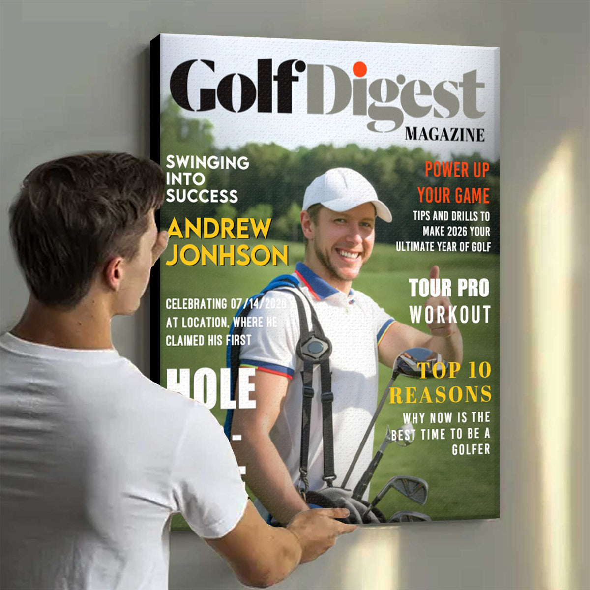 Golf Digest Magazine Personalized Canvas, Custom Golfer Magazines Photo, Unique Gift For Golfer, Golf Digest Gift