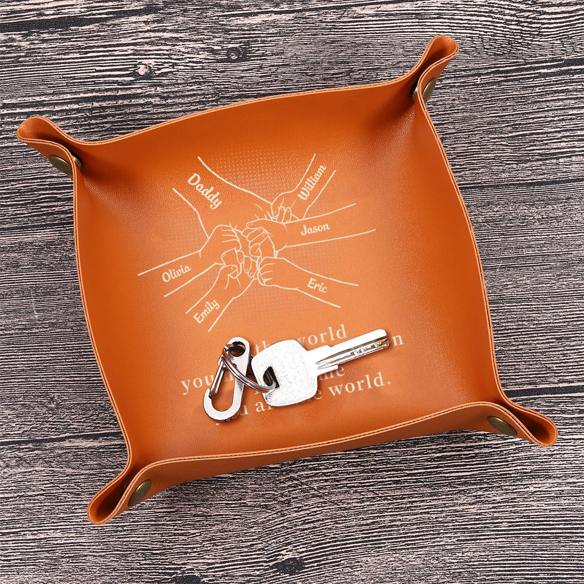 Come Home To Love - Family Personalized Custom Leather Valet Tray - Father's Day, Gift For Dad, Grandpa