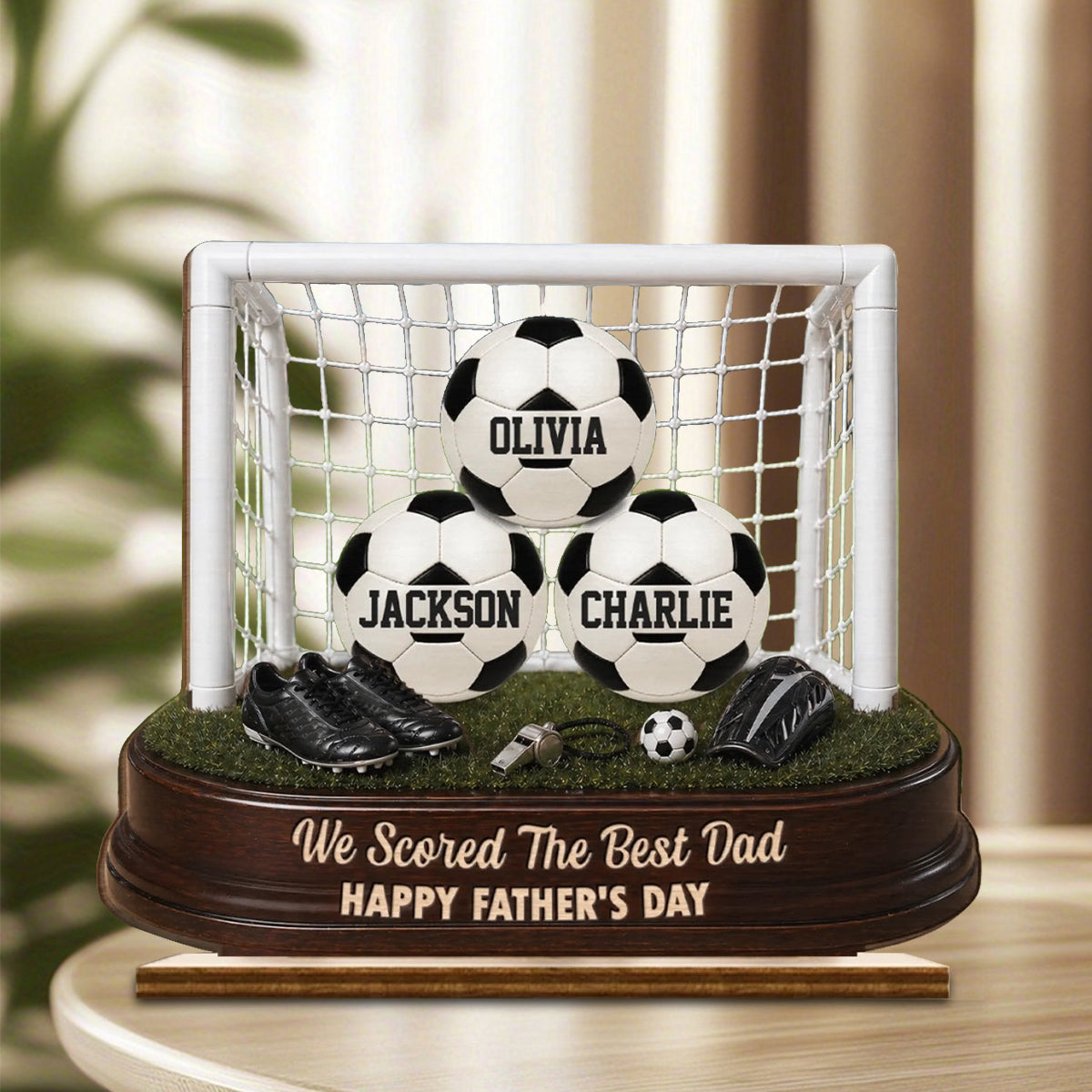 Custom Soccer World Cup Wooden Plaque - Personalized Father's Day Gifts For Dad, Grandpa, Soccer Lovers, Sports Fans, Sports Lovers - Game Day, Dad Day