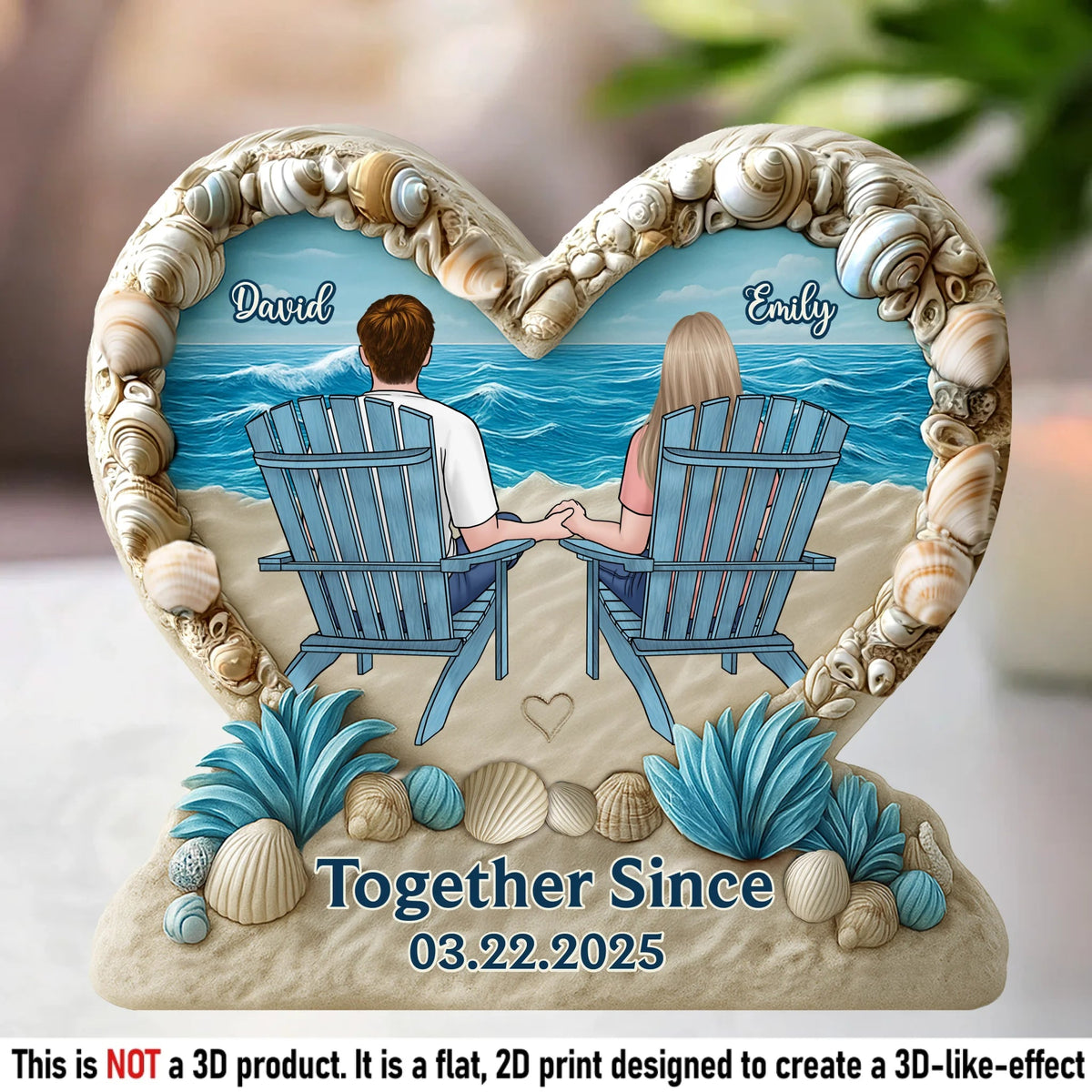 Sitting on The Beach - Personalized Custom Shaped Acrylic Plaque Gift For Couple, Husband, Wife