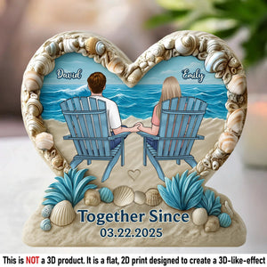 Sitting on The Beach - Personalized Custom Shaped Acrylic Plaque Gift For Couple, Husband, Wife