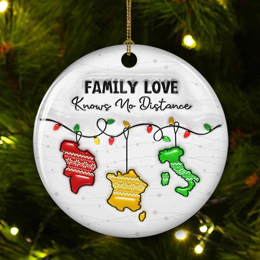 Family Love Knows No Distance Canada Version - Personalized Custom Ceramic Ornament