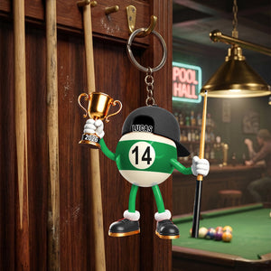 Personalized Billiard Champion Mascot Keychain | Custom Gift For Pool Players & Tournament Competitors