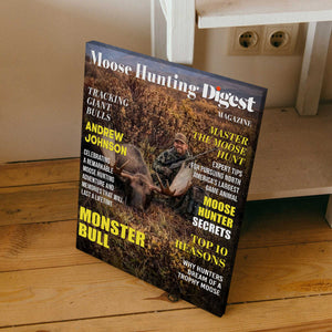 Moose Hunting Digest Personalized Canvas, Custom Photo Moose Hunter Magazine Cover, Hunting Lover Gift