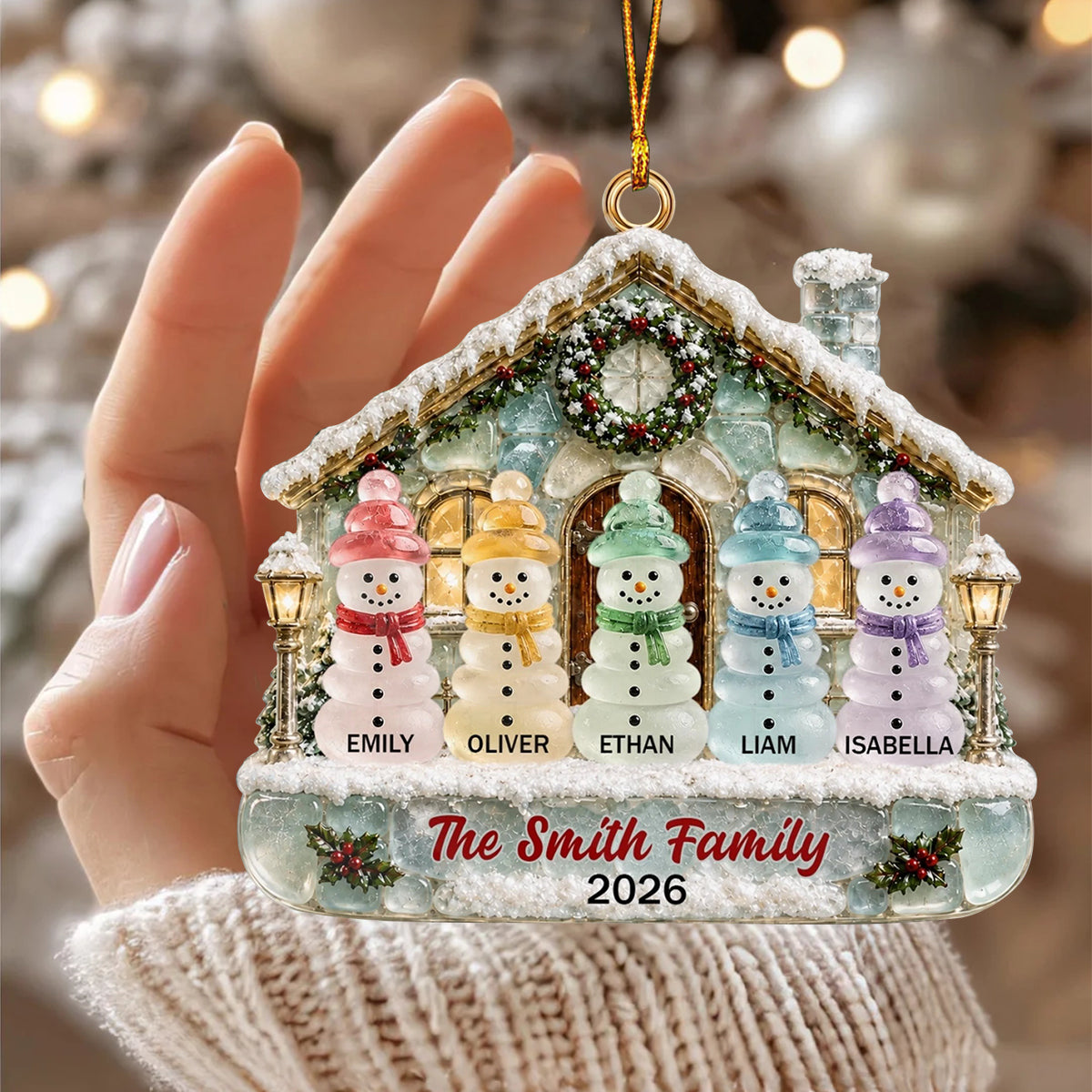 Custom Sea Glass Acrylic Ornament – Personalized Christmas & Birthday Gift For Mom, Dad, Brother, Sister | Cozy Christmas Memories