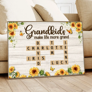 Grandkids Make Life More Grand Crossword Puzzle Sunflower Personalized Canvas/Poster
