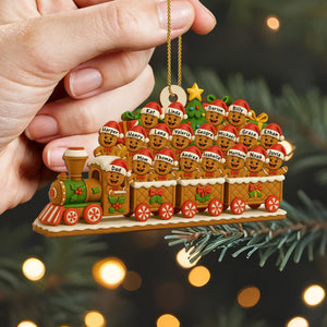 Christmas Express With Cheerful Cookie Passengers, Personalized Custom Wood Ornament
