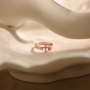 Personalized Cross Birthstone Ring for Women Mom Ring Best Friend Gift