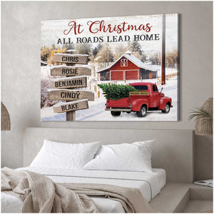 At Christmas All Roads Lead Home - Personalized Canvas/Poster Family Christmas Gifts