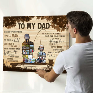 Personalized Gift For Fisherman Dad - Custom Photo Collage Canvas Poster