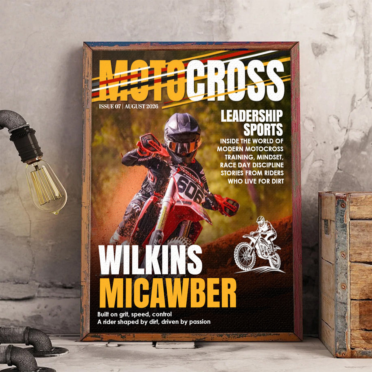 Custom Motocross Magazine Cover – Personalized Gift For Motocross Lovers & Dirt Bike Riders | Birthday Present For Son