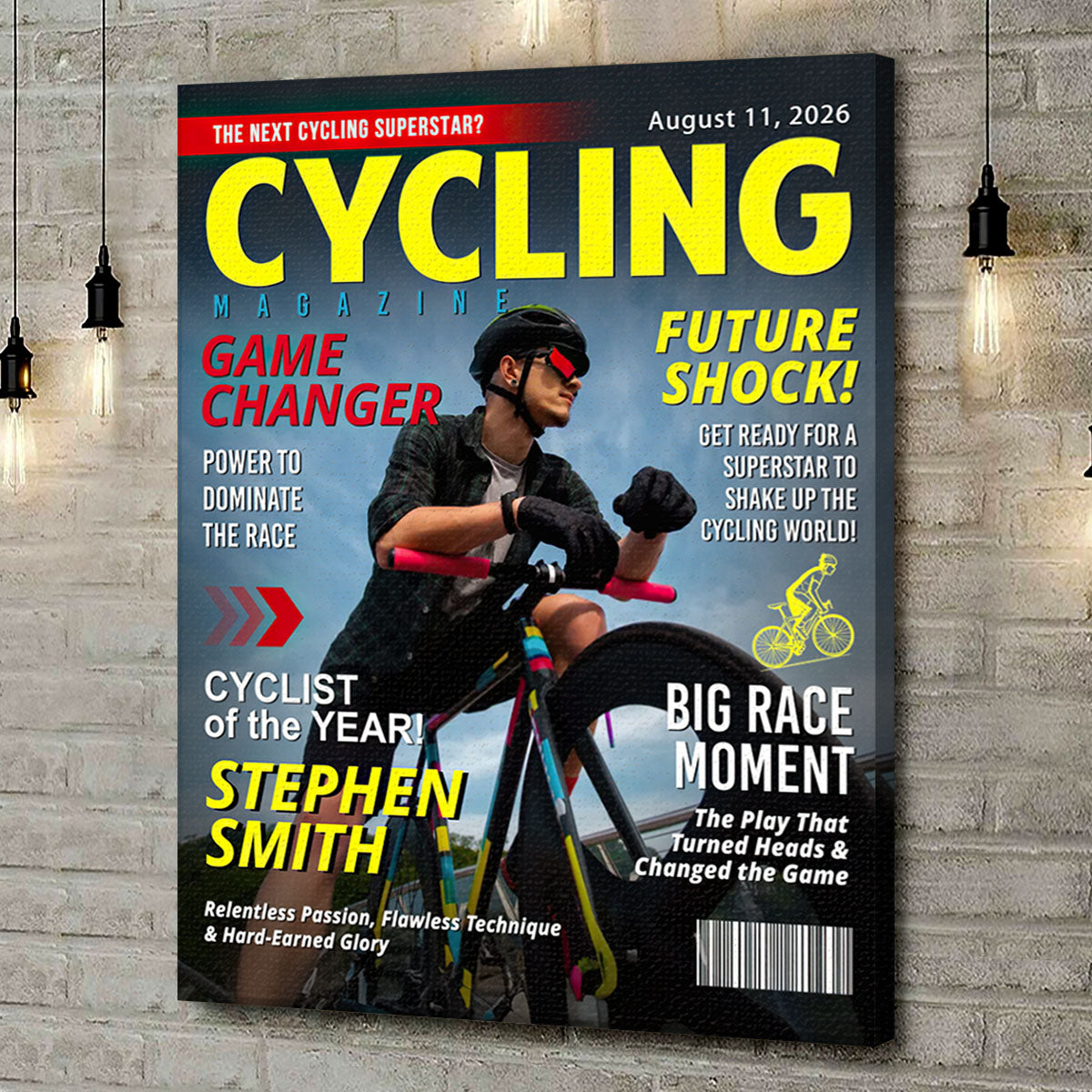 Custom Cycling Magazine Cover, Custom Cycling Gifts, Bicycling Gift for Cyclists, Custom Cycling Photo Canvas