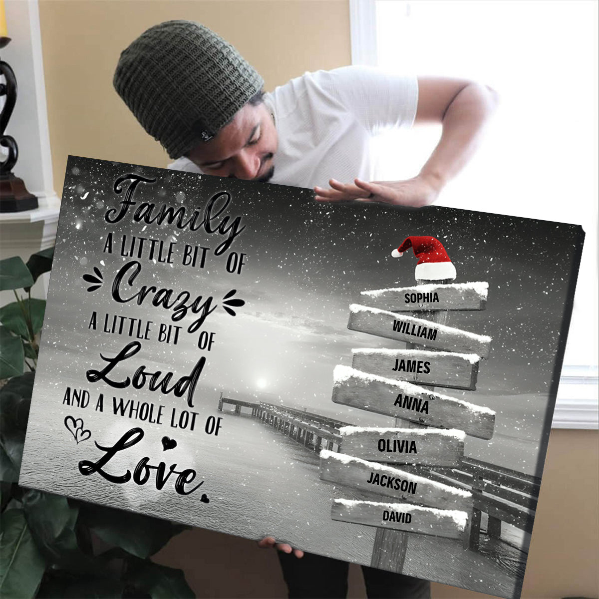 Family A Little Bit Of Crazy Personalized Family Christmas Poster