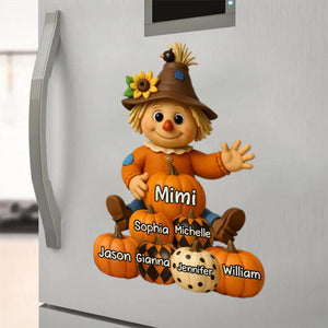 Fall Season Grandma Scarecrow Grandkids Pumpkins Personalized Decal