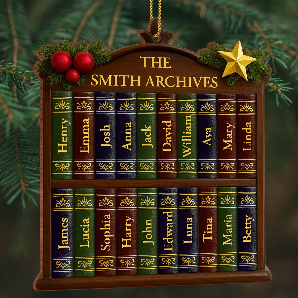 Capture Your Family Story With A Customizable Bookshelf Ornament, Personalized Wood Ornament