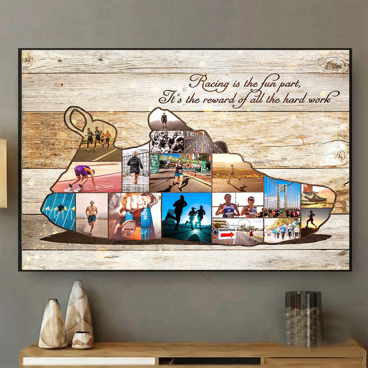 Personalized Marathon Photo Collage Canvas Poster, Runner Collage Gift