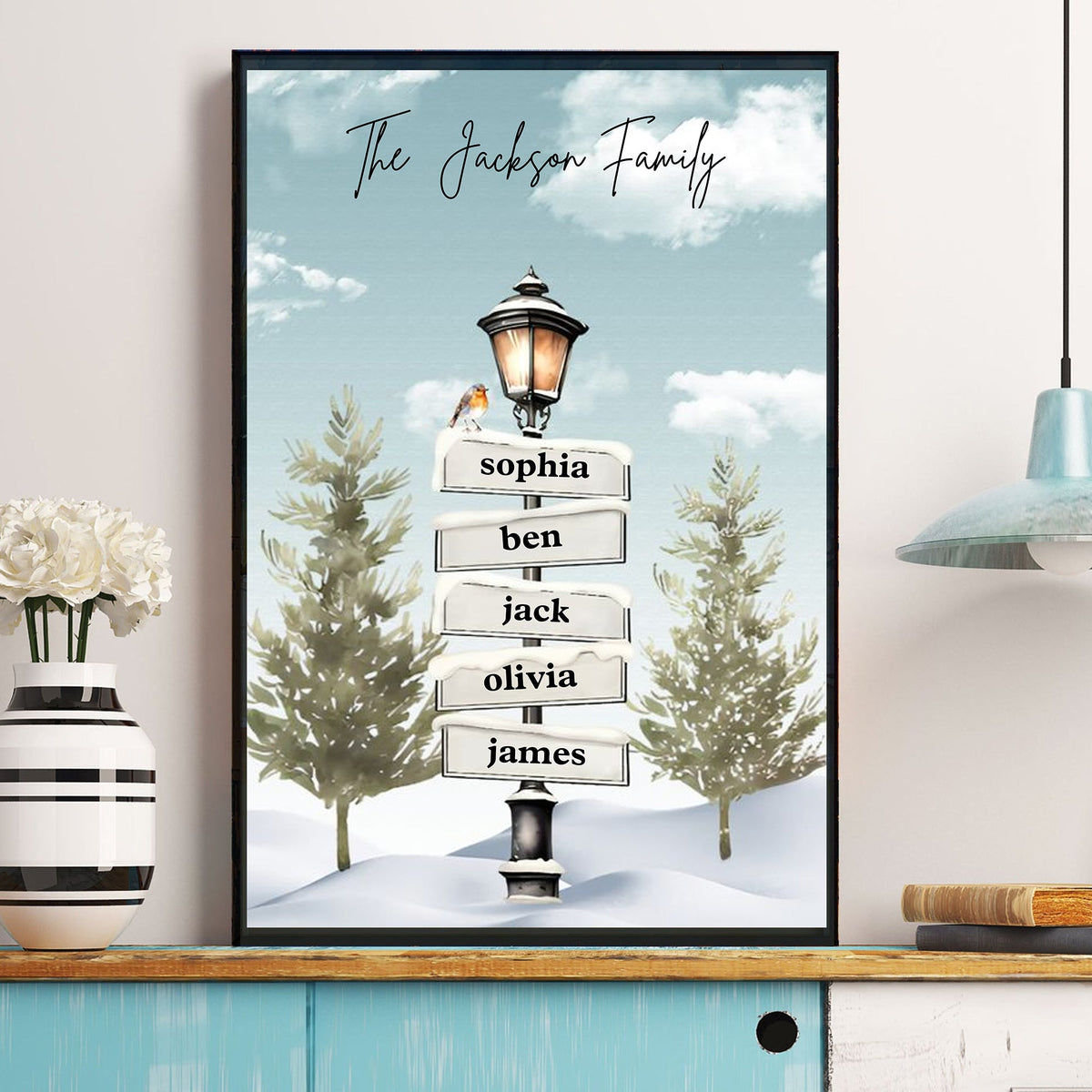 Personalized Family Christmas Tree Sign Post Canvas/Poster