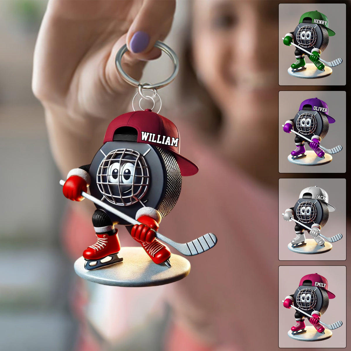 Personalized Ice Hockey Name Keychain For Hockey Fans, Ice Hockey Lover