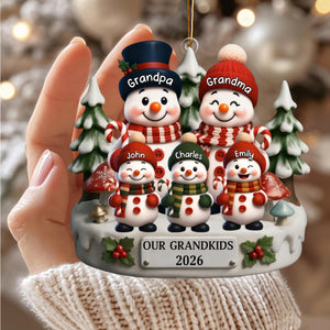 Custom Snowman Acrylic Ornament - Personalized Christmas Birthday Gifts For Grandpa, Grandma