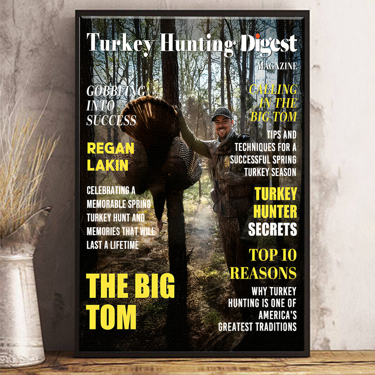 Turkey Hunting Digest Personalized Canvas, Custom Photo Turkey Hunter Magazine Cover