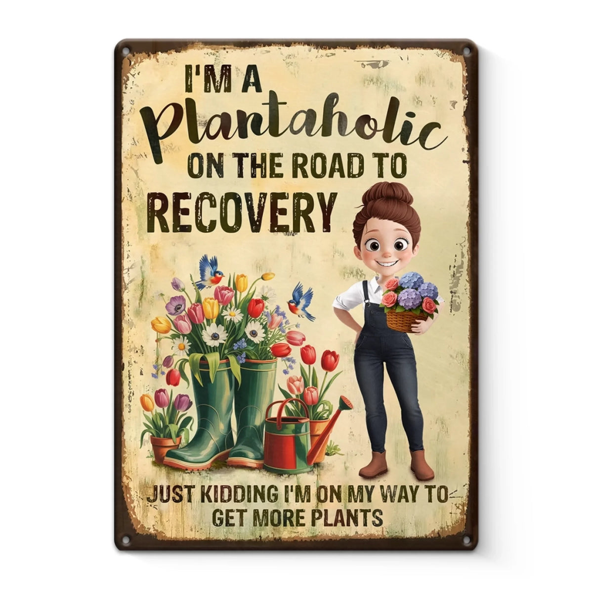 More Plants Less Stress - Family Personalized Metal Sign Gift For Yourself, Best Friends, Gardening Lovers