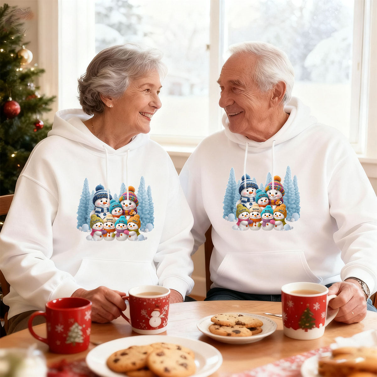 Christmas Blue Vibe Snowman Grandma - Personalized Hoodie - Christmas Gift for Grandma