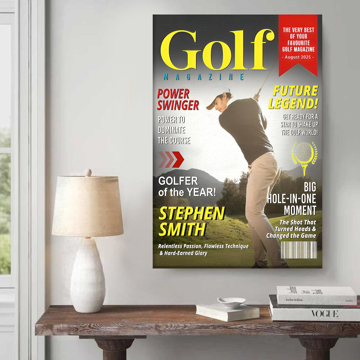 Custom Golf Magazine Cover, Golf Gift, Unique Gift for Golf Lovers, Gifts for Golf Coach, End Of Season Golf Canvas